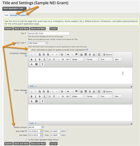 Grant Application Pages Civicrm