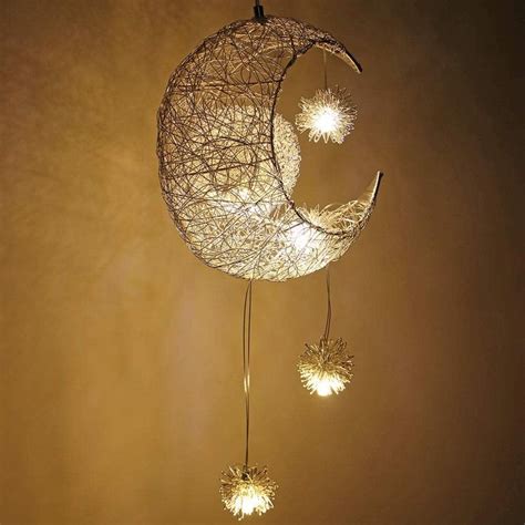 Suspension, Plafonnier Lampe de Fée Lune et étoiles Lustre de Chambre à