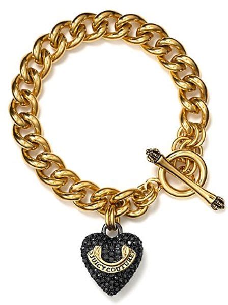 Juicy Couture Pavé Heart Banner Starter Bracelet In Gold Jet Lyst