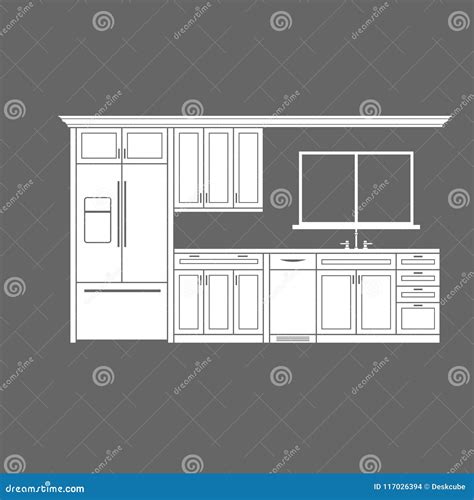 Modern Kitchen Cabinets With Cooktop Vector Illustration Stock Vector