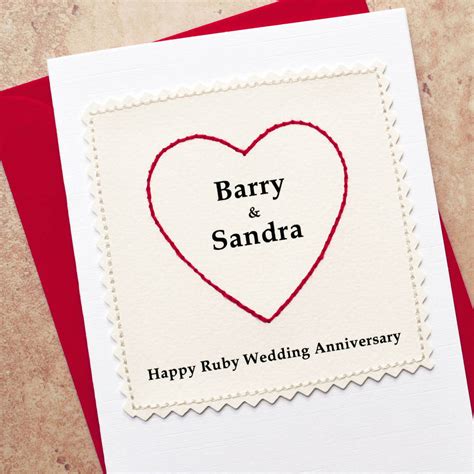 Personalised 40th Ruby Wedding Anniversary Card By Jenny Arnott Cards