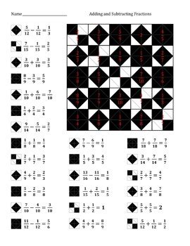 Students find each sum or difference, then look for matching answers between the columns. Adding and Subtracting Fractions Color Worksheet by Aric ...