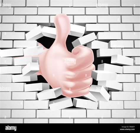 Conceptual Illustration Of A Hand Giving A Thumbs Up Breaking Through A