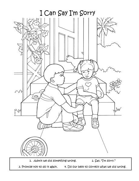 Sorry coloring page from emotions category. LDS ACTIVITY IDEAS: I Can Say I'm Sorry