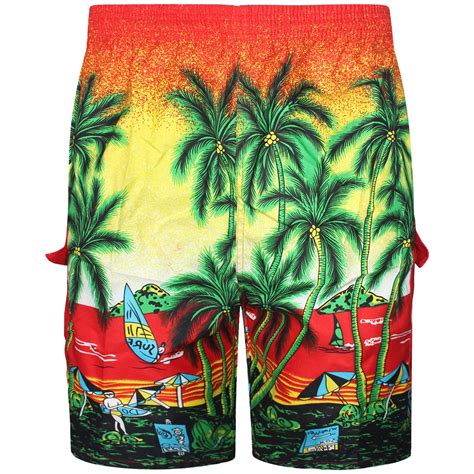 Mens Elasticated Swimming Shorts Tropical Hawaiian Beach Boarding Trunks Pants Ebay