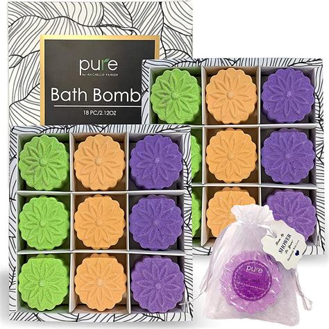 Pure Parker Flower 18 Bath Bomb Shower Steamer T Set In Mesh Bags Aromatherapy Infused