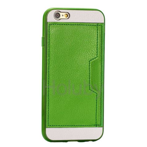 Card Slot Leather Coated Tpu Case For Iphone 6 6s Green Iphone