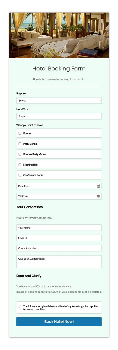 23 Top Booking Form Templates Create Your Online Form Now Formget