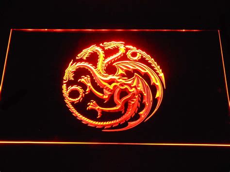 Game Of Thrones Targaryen Three Headed Dragon Sigil Led Neon Sign