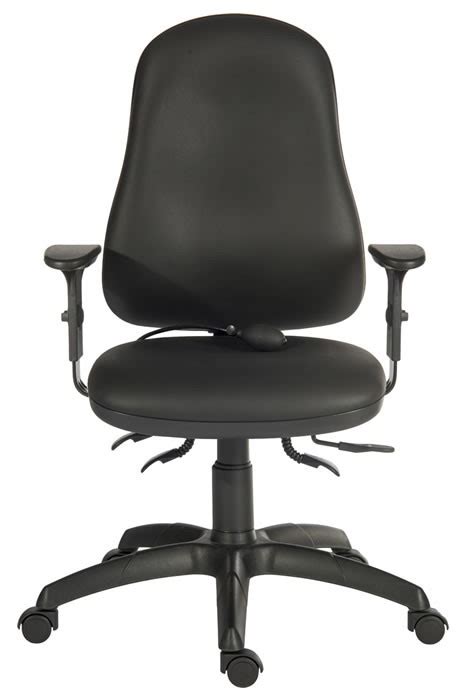 Black Upholstered Executive Chair Optional Arms Ergo Comfort