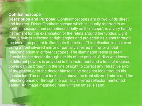 Ppt Physiological Optics Ophthalmologic Tools Powerpoint