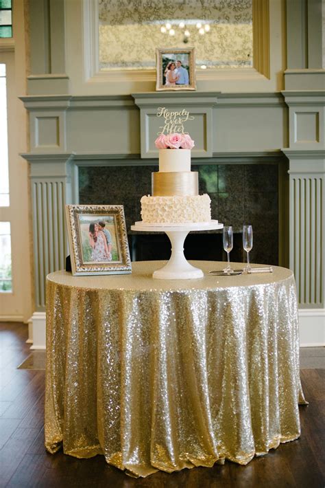 Beautiful Wedding Cake Display On A Sequined Table Cloth Burritt On