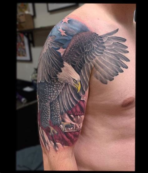 Impressive american flag tattoo on man shoulder image gallery for. American Flag and Eagle Shoulder/Bicep wrap around Full ...