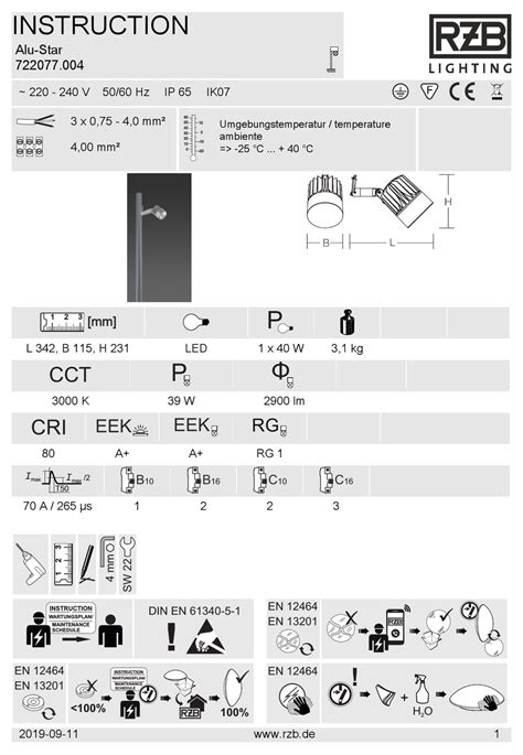 Rzb Lighting Alu Star Instruction Pdf Download Manualslib