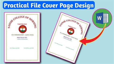 Practical File Cover Page Design In MS Word Project File Front Page