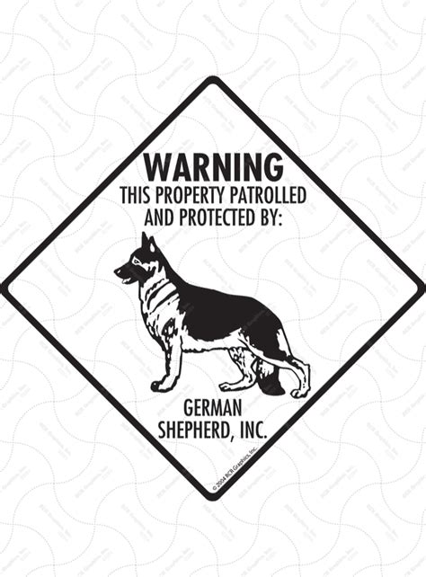 Warning German Shepherd Property Patrolled Signs And Stickers