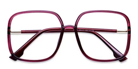 95614 Square Purple Eyeglasses Frames Leoptique