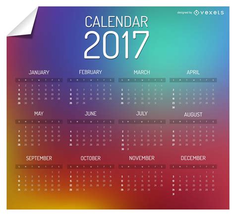 Colorful 2017 Calendar Vector Download