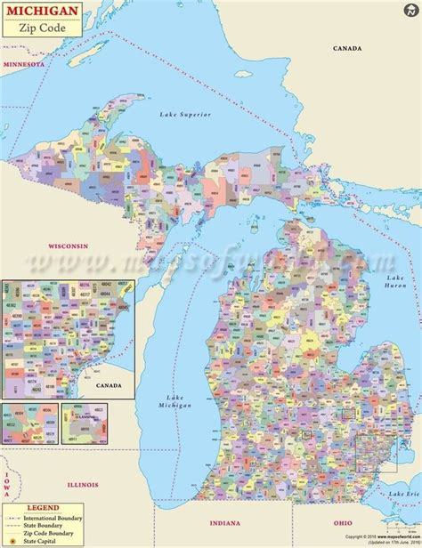 Area Code And Time Zone Map Michigan Zip Code Map Michigan Postal