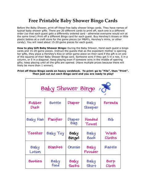 Free Printable Baby Shower Bingo Card