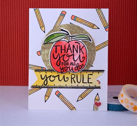 Thank You Teacher Handmade Card By Papercardinal On Etsy Cards