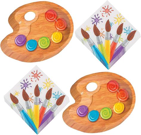 Art Party Supplies Paint Palette Paper Dessert Plates And Artist