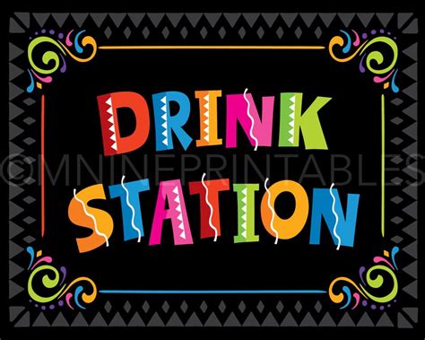 Fiesta Party Sign Printables Drink Station Sign Downloads Etsy