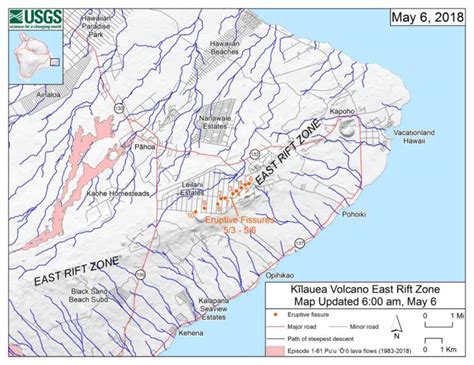 Big Island Lava Zones Kilauea Eruptive Activity Hawaii Real