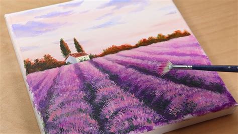 Lavender Fields Landscape Acrylic Painting Paintingtutorial