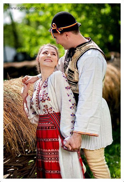 Romanian Lovers In Traditional Romanian Costumes Romanian Girls Folk