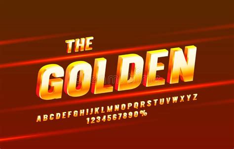 Gold Font Set Collection Letters And Numbers Symbol Vector Stock