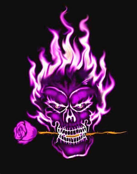 Flaming Purple Skull Wallpaper Cave