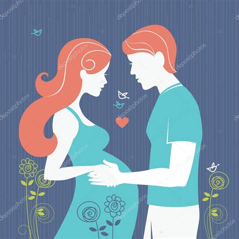 Silueta De Pareja Antecedentes Con La Mujer Embarazada Y Su Marido