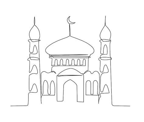 Premium Vector Continuous One Line Drawing Of Mosque Simple
