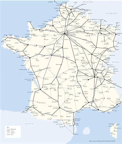 France Train Map Map Of Train Lines In France Western Europe Europe