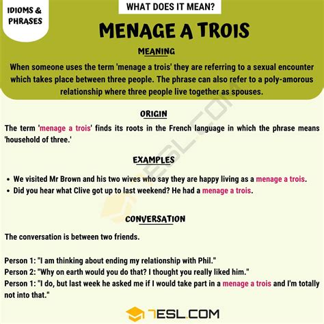 Menage A Trois What Does This Idiomatic Expression Mean Esl