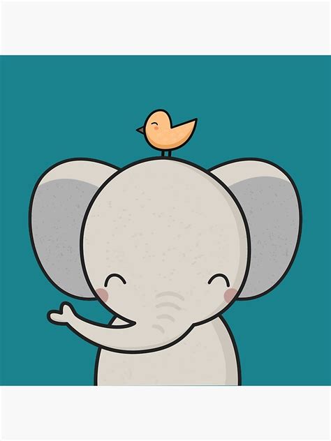 Kawaii Cute Elephant Poster By Wordsberry Redbubble