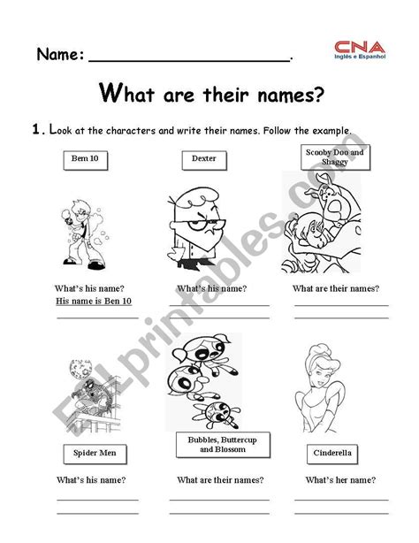 What Are Their Names Esl Worksheet By Crikinha