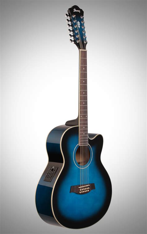 Ibanez Ael1512e Acoustic Electric Guitar 12 String Transparent Blue