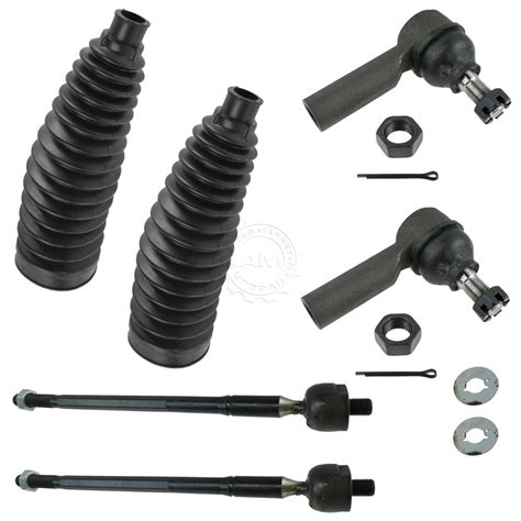 6 Piece Steering Kit Inner And Outer Tie Rod End Rack Pinion Boot Bellow