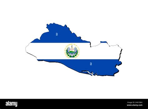 Outline Map Of El Salvador With The National Flag Superimposed Over The