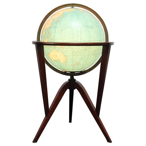 Clear Background Frosted Continents Lucite World Globe On Circular