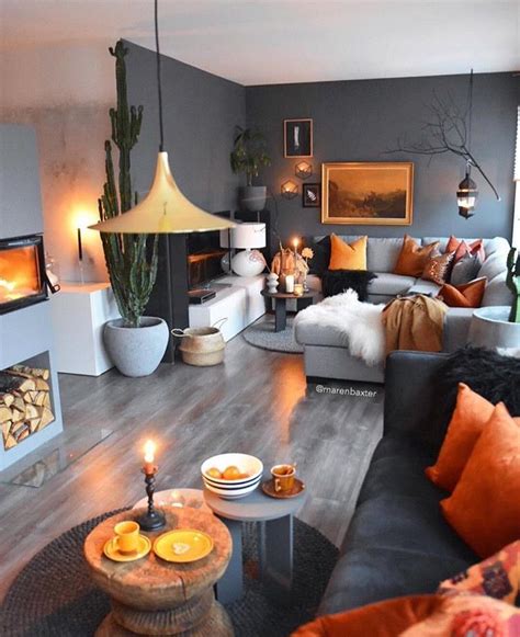 Orange And Grey Living Room Bestroomone