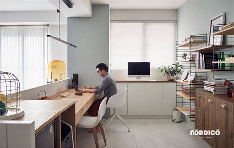 Home Office Overlooking Living Room Interior Design Ideas