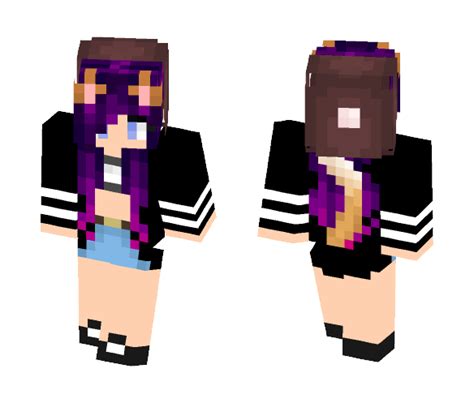 Download Cute Kitty Purple Haired Girl Minecraft Skin For Free