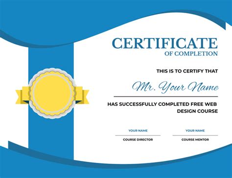 Award For Web Design Course Completion Online Certificate Template