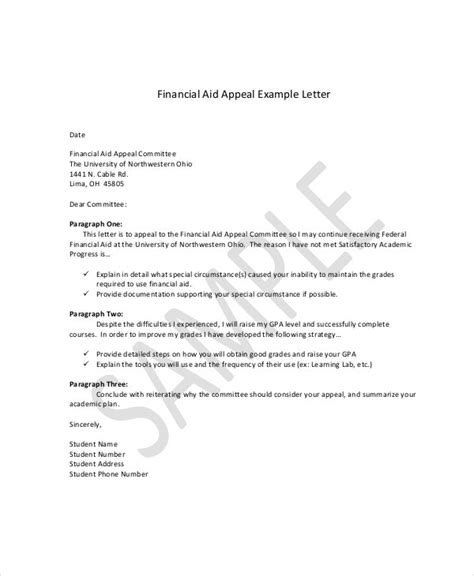 Exles Of Appeal Letters For Financial Aid Reinstatement Bios Pics