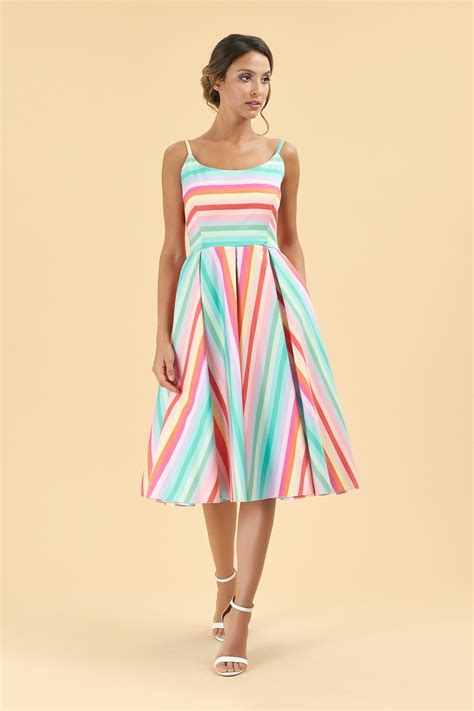 The Pretty Dress Company Priscilla Candy Stripe Midi Dress