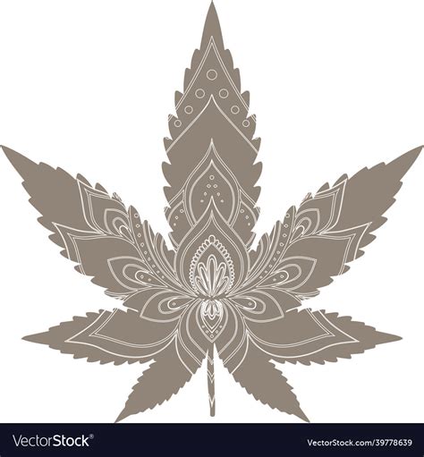 Cannabis Mandala Leaf Royalty Free Vector Image