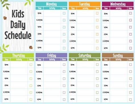 Kids Daily Schedule Daily Planner For Kids Hourly Planner For Kids 7